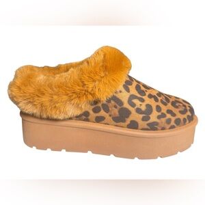 NEW Bamboo Leopard Platform Slippers w/ Box Sz 8